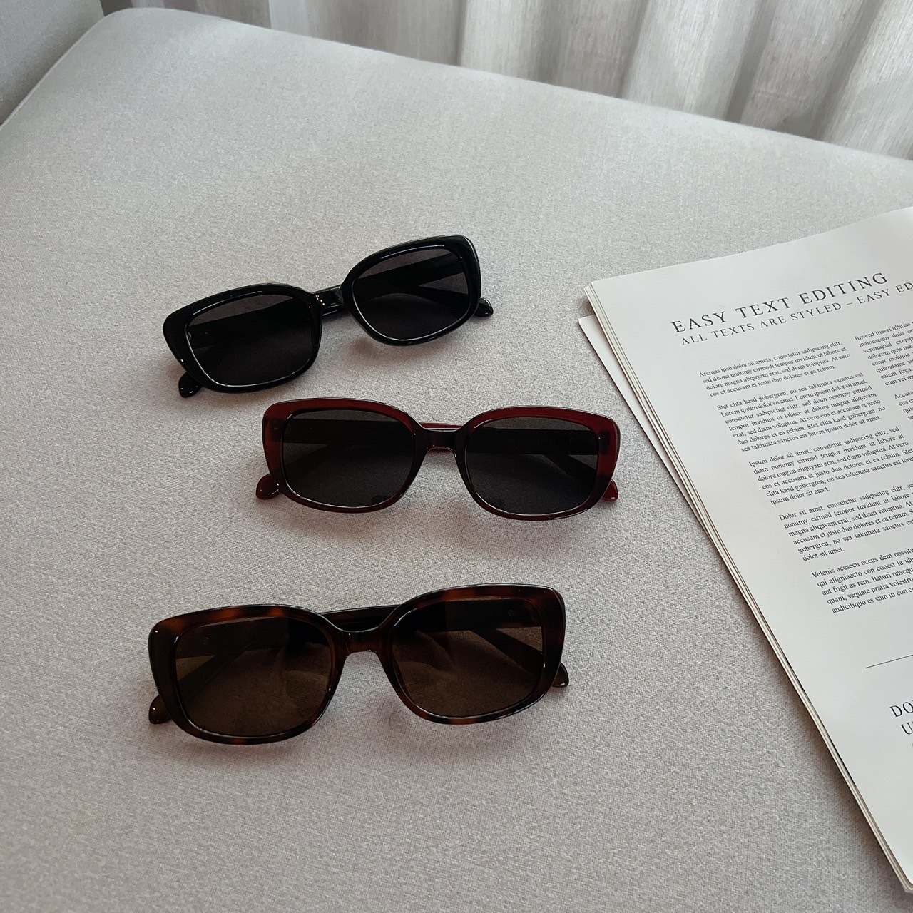 S0157105韓系寶石邊墨鏡/三色