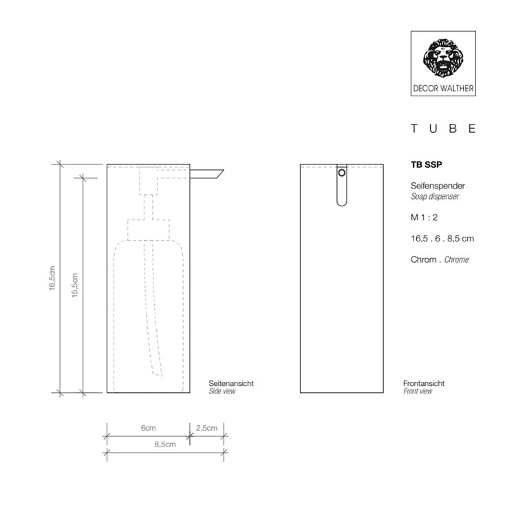 Décor Walther TB SSP TUBE (0541900) Soap Dispenser