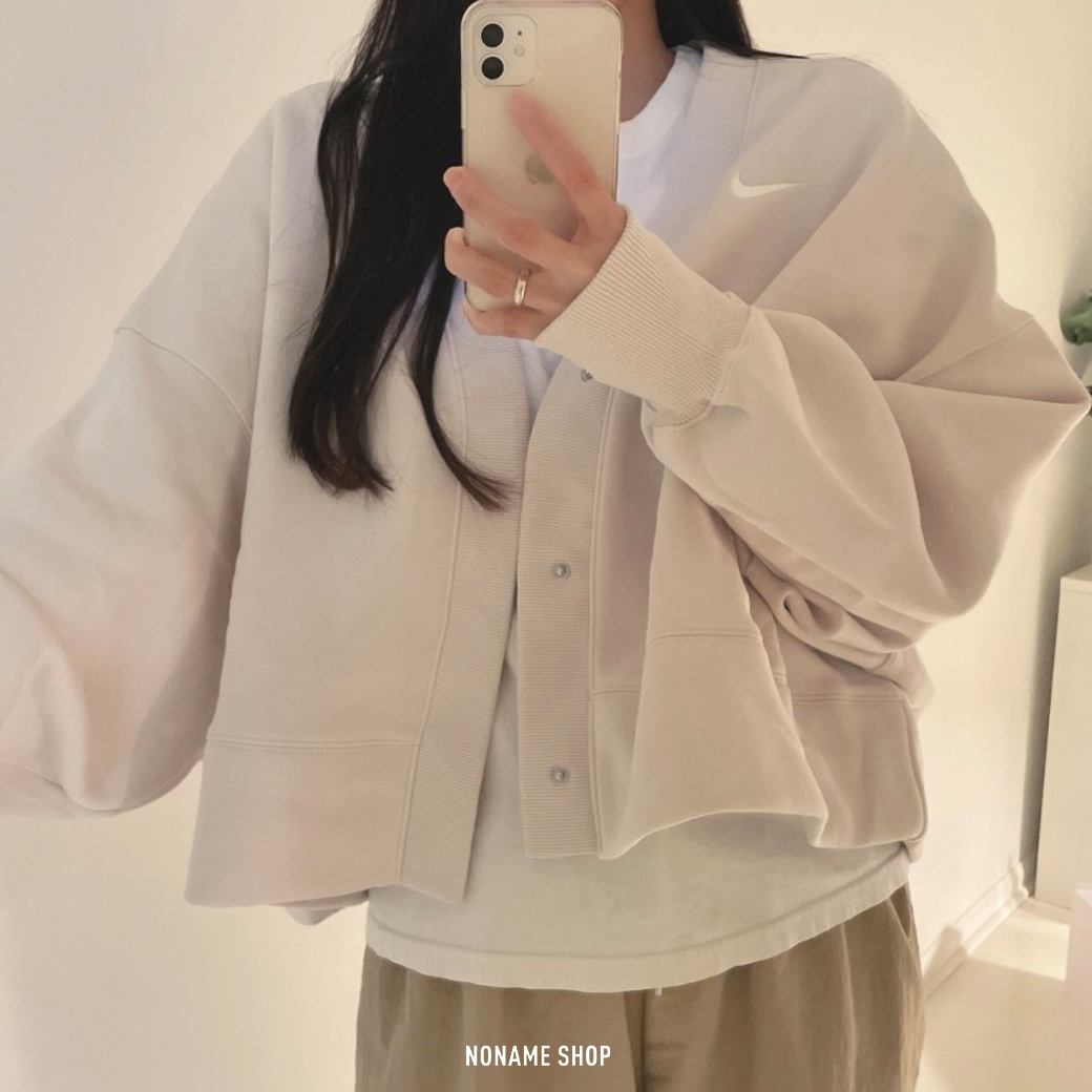 NIKE Phoenix Fleece 休閒 寬鬆 V領 外套 奶白 (女款)