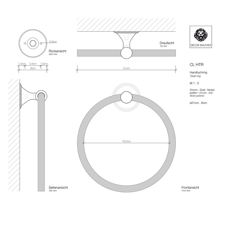 Décor Walther CL HTR (0510600) Towel Ring *Display Items*