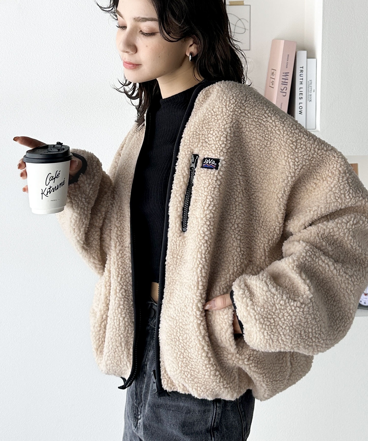 🇯🇵 日系品牌 JAVA 無領 2WAY 羊羔毛雙面外套 飛行外套 滑面 兩穿 滾邊 秋冬 保暖 / 預購