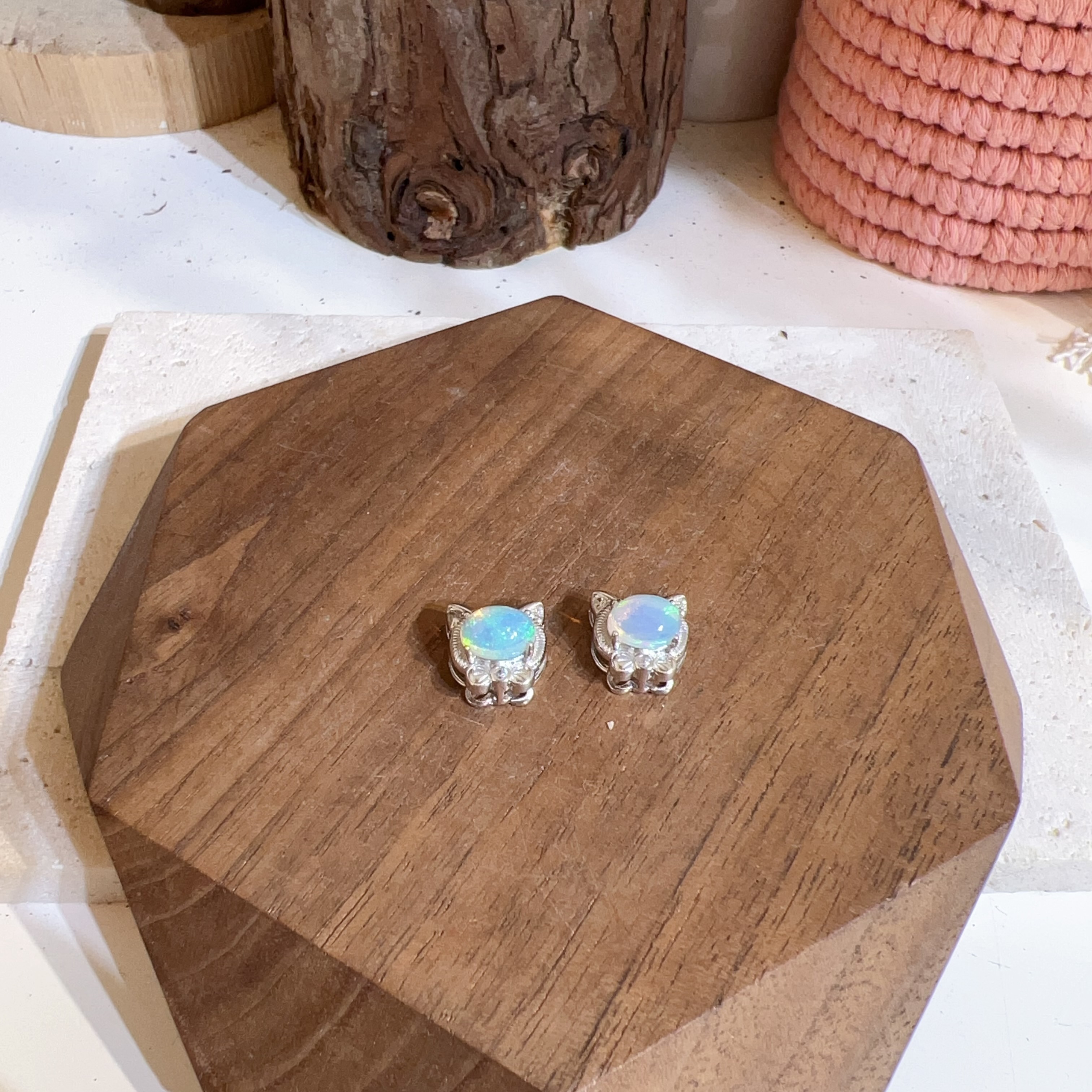 純銀蛋白石貓貓盒子