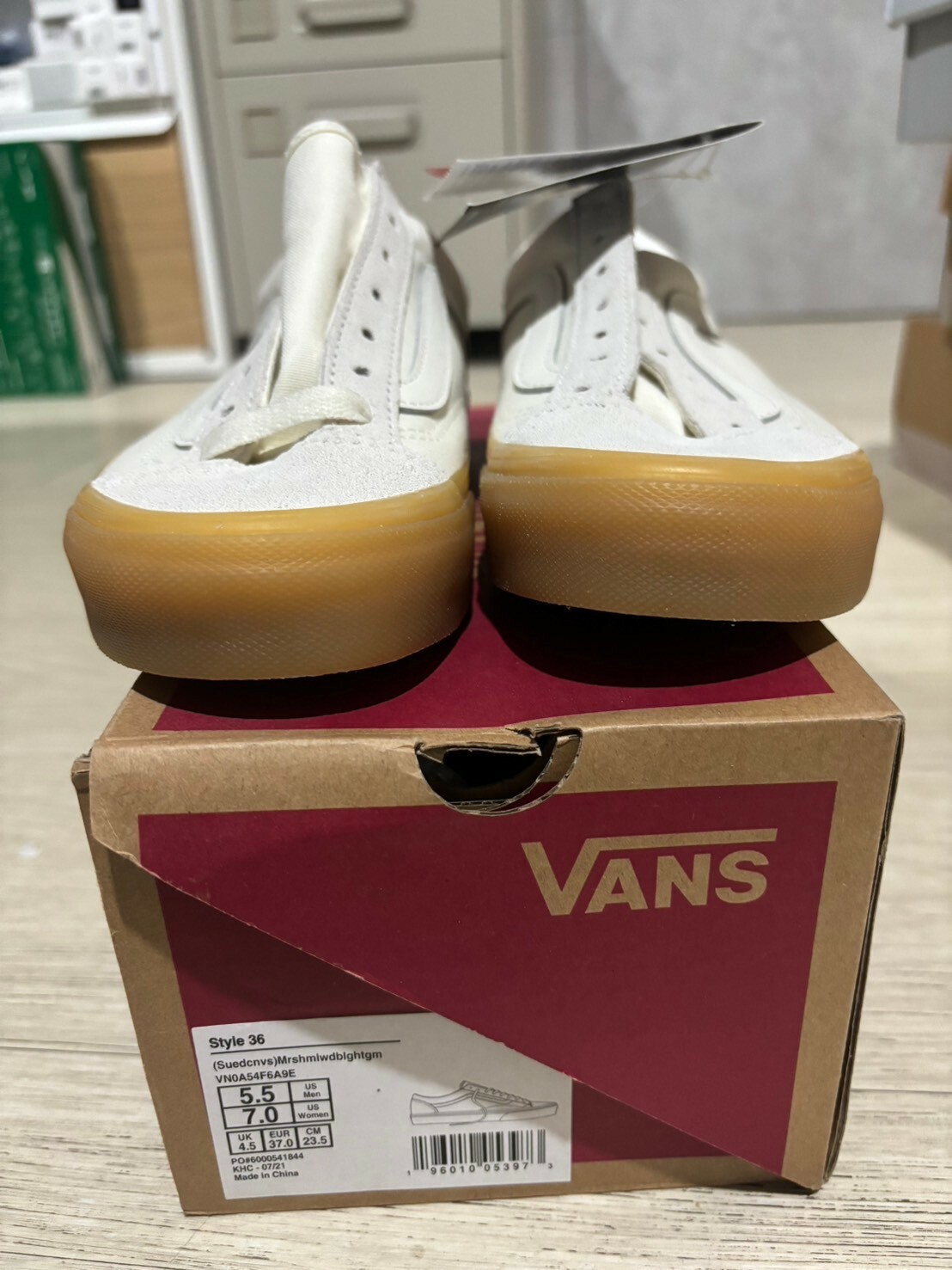 #瑕疵現貨 無鞋帶 VANS Style36 米白焦糖底 23.5