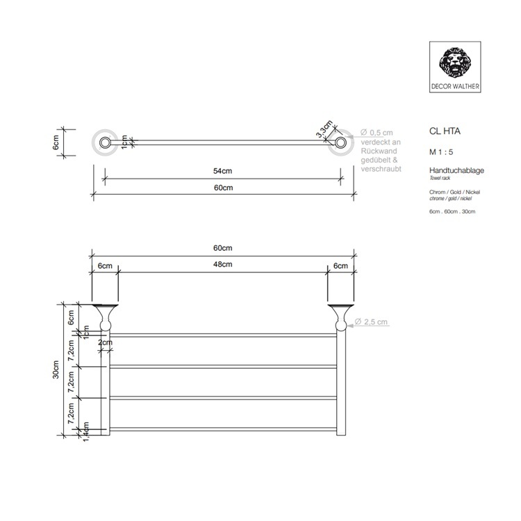 Décor Walther CL HTA (0512500) 600mm Towel Rack