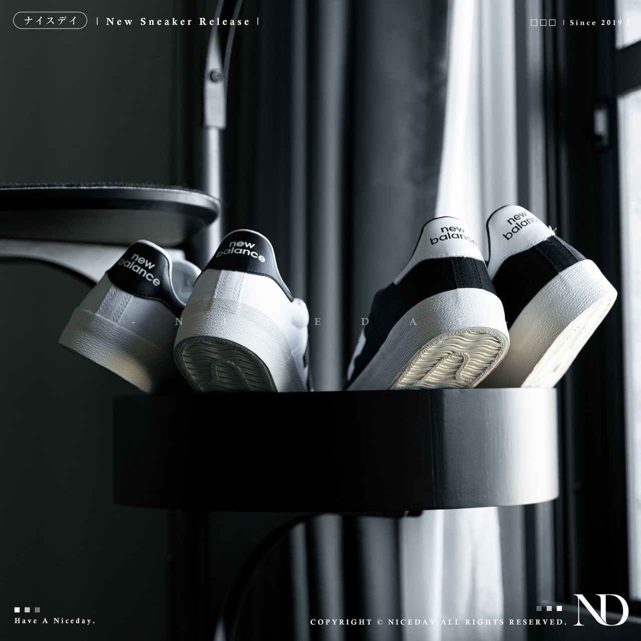 NICEDAY 現貨 New Balance 黑白 白黑 復古拼接 平底 情侶鞋