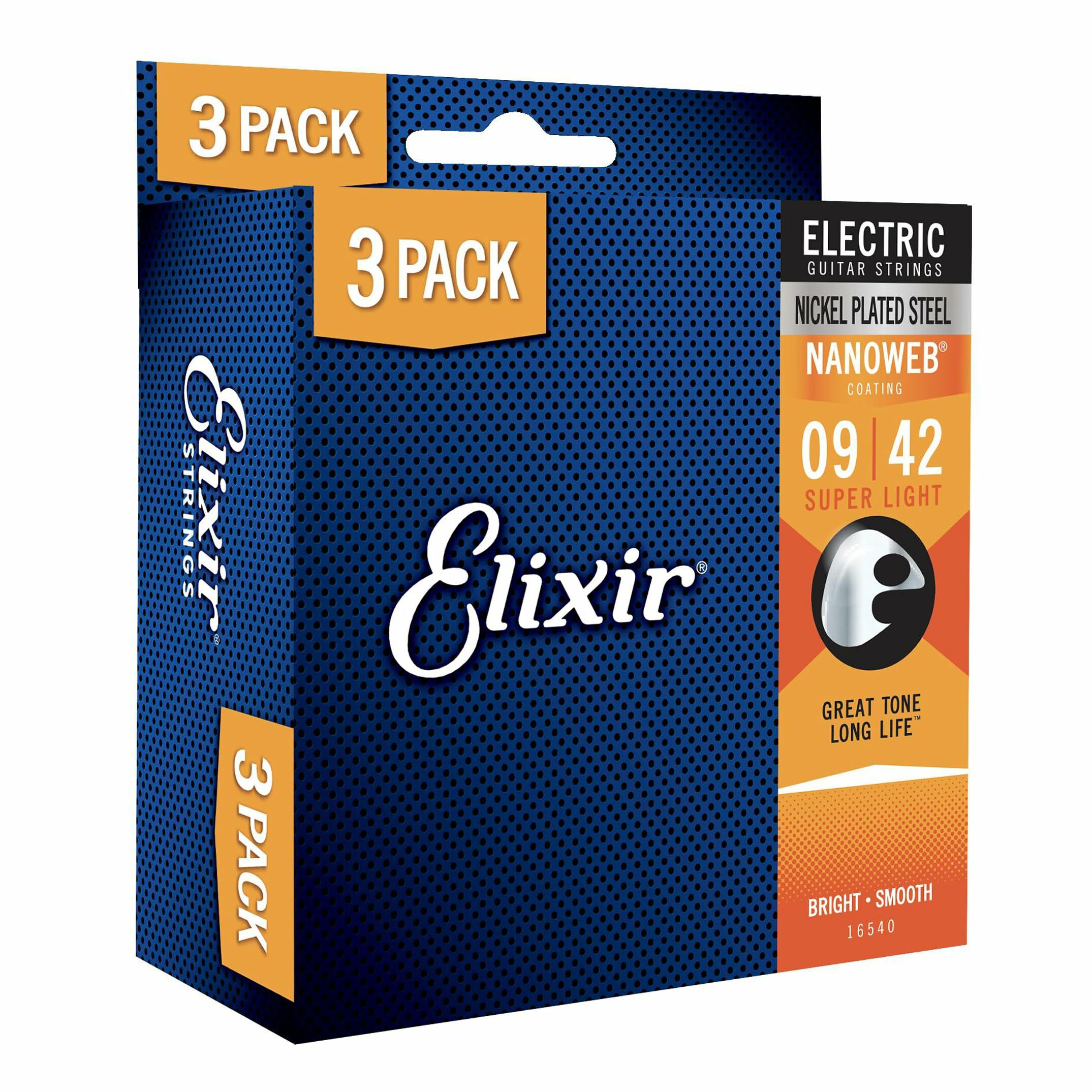 【保證正品公司貨】Elixir 16540 16542 NANOWEB 鍍鎳鋼 電吉他弦 (09-42) (10-46) (三套裝)