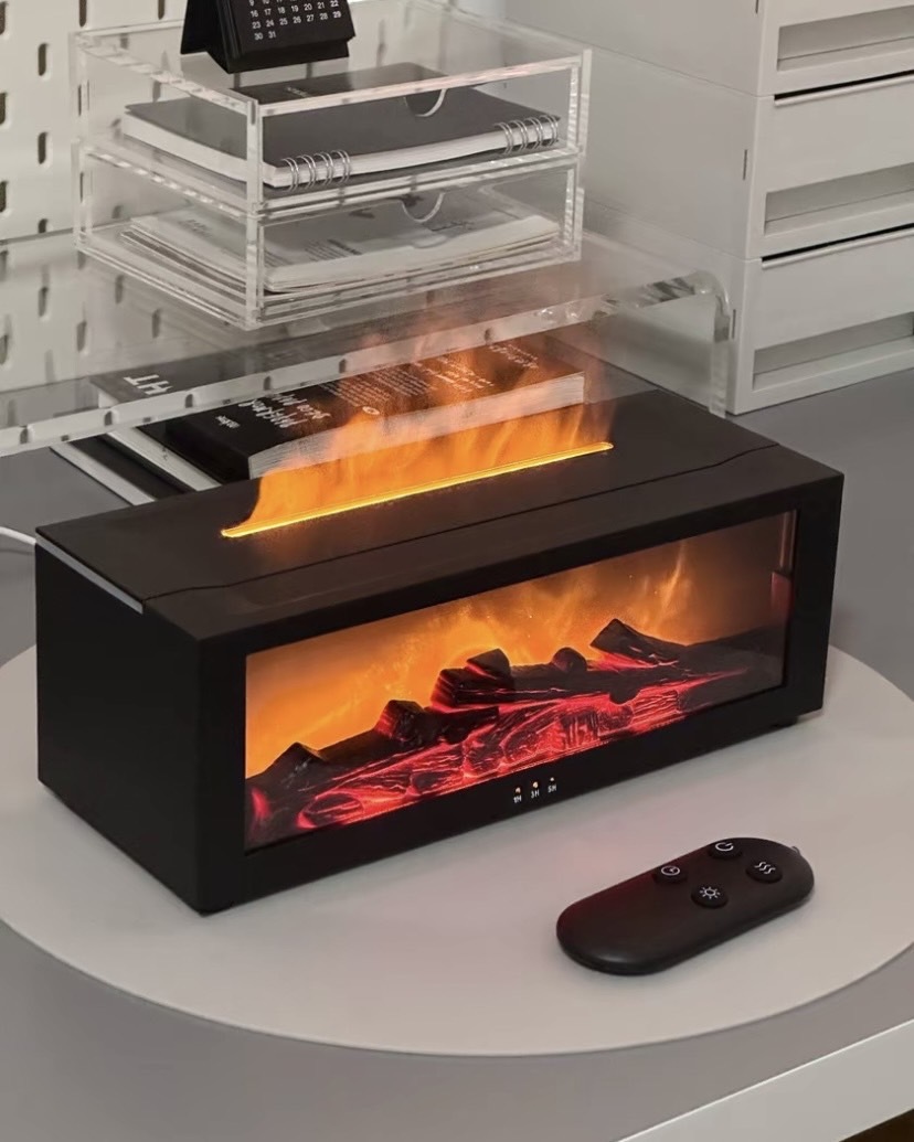 仿真壁爐火焰香薰加濕器氛圍夜燈