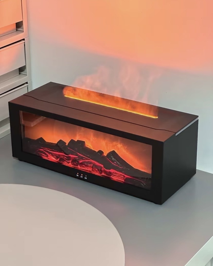 仿真壁爐火焰香薰加濕器氛圍夜燈
