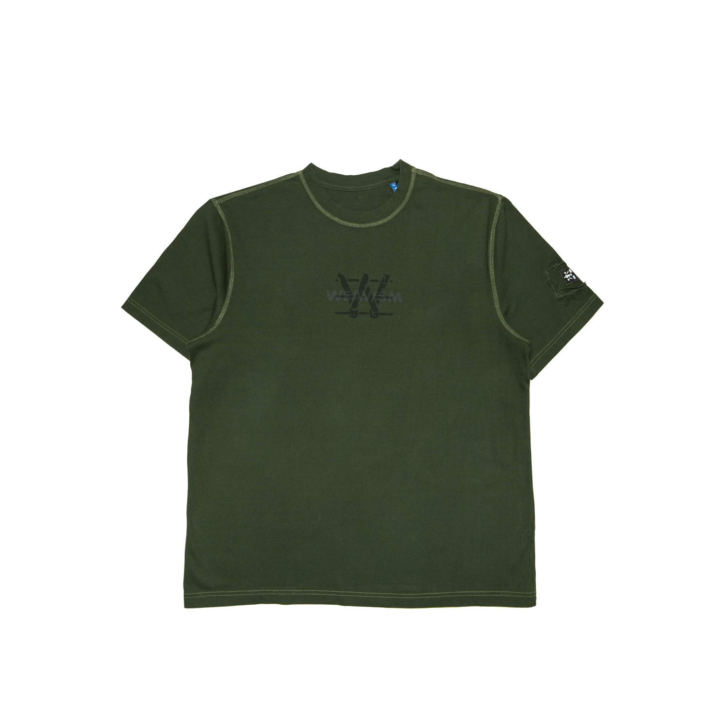 W疊字水印彈簧棉Tee-陸軍綠