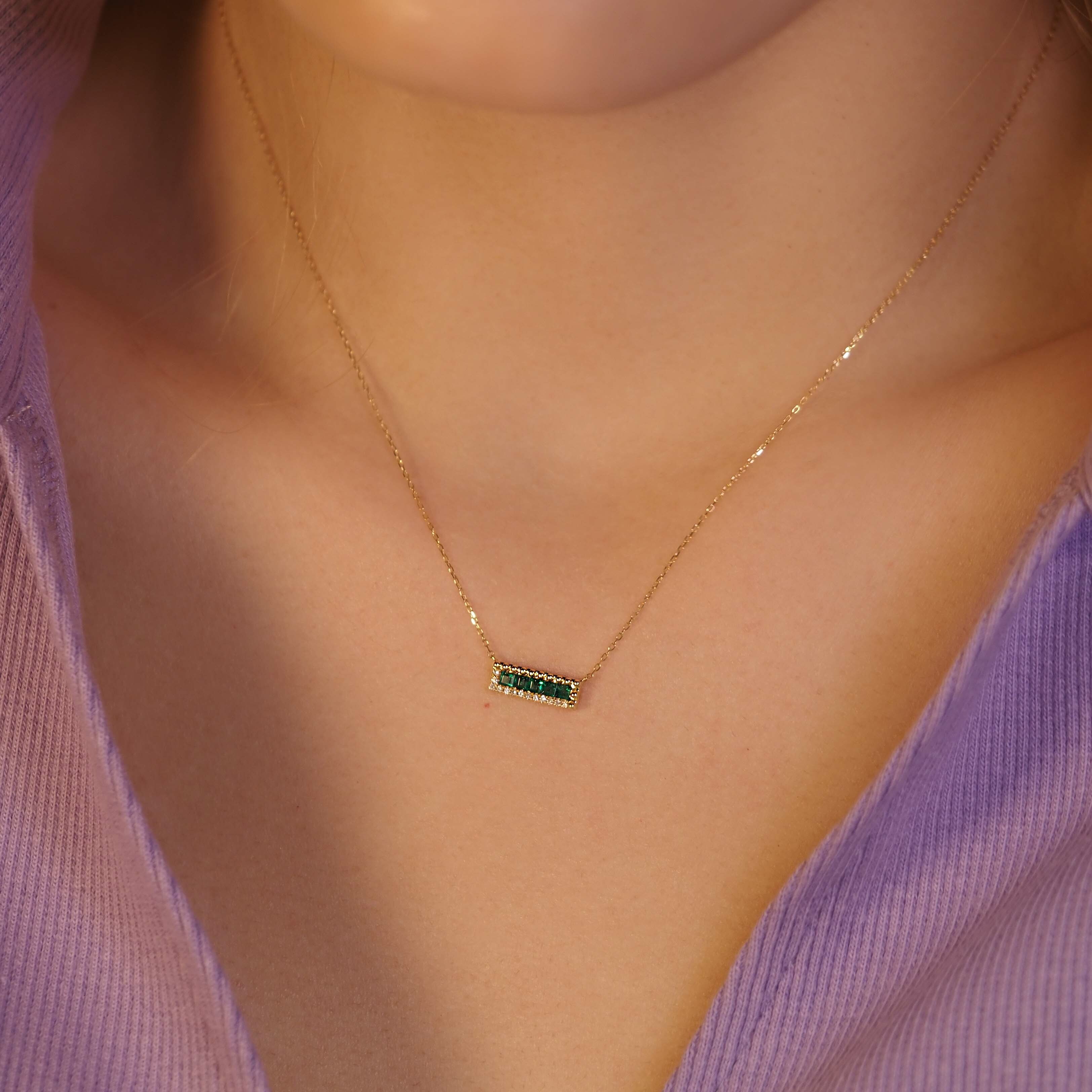 Emerald Bar Necklace