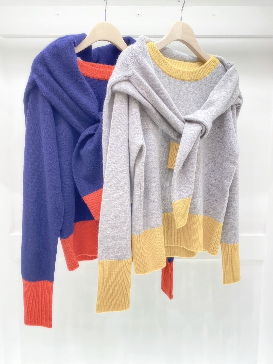 Vent d'o純羊毛雙配色開衫