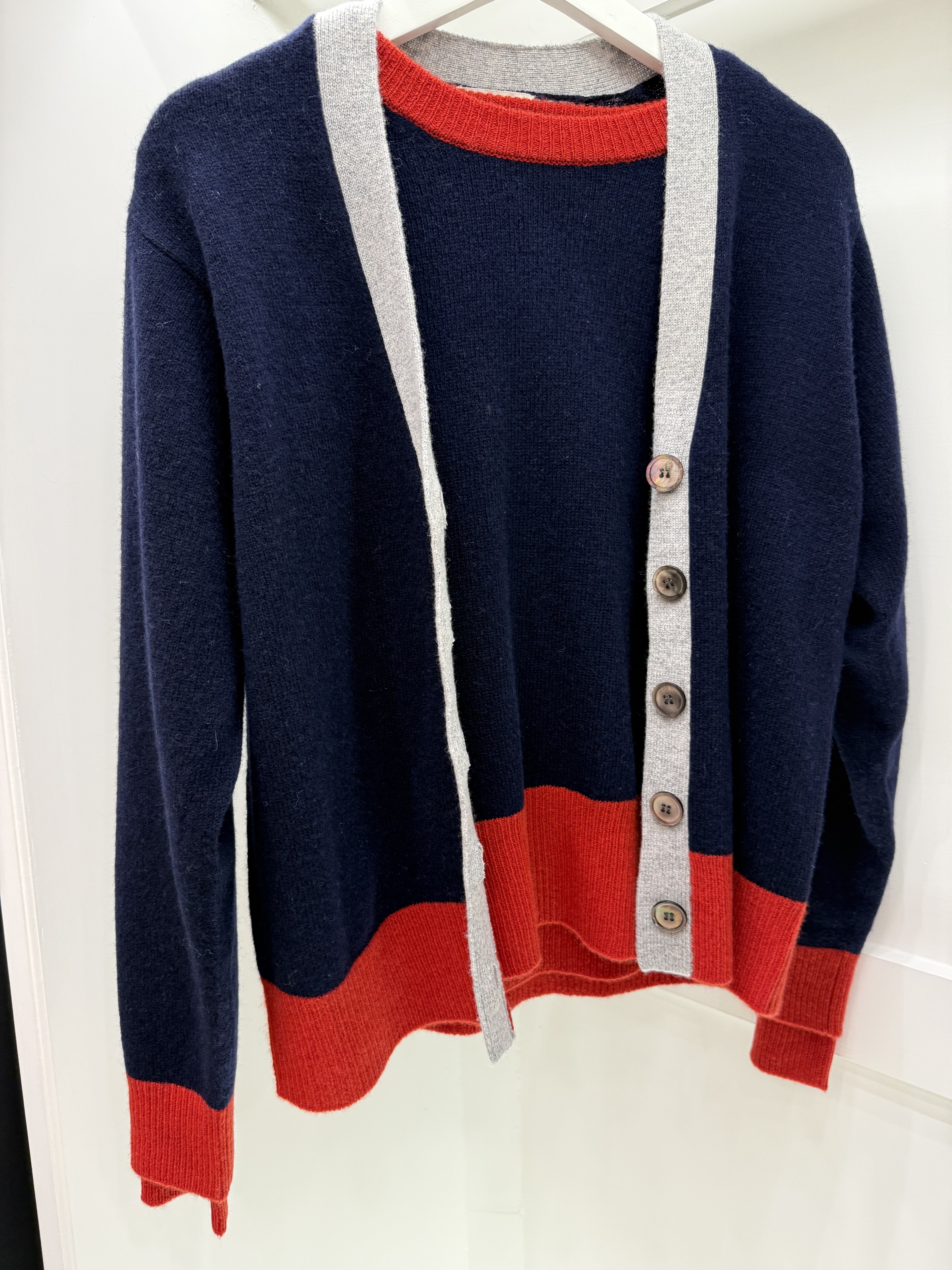 Vent d'o純羊毛雙配色開衫