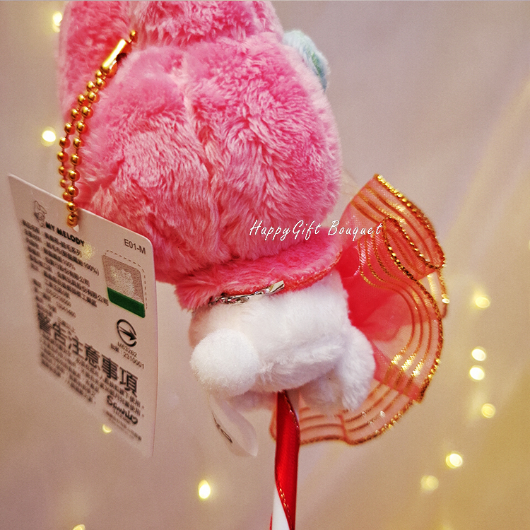 美樂蒂玩偶單支巧克力棉花糖花束,史迪奇,美樂蒂,草莓熊,嚕嚕咪,史迪奇,庫洛米單支巧克力棉花糖花束