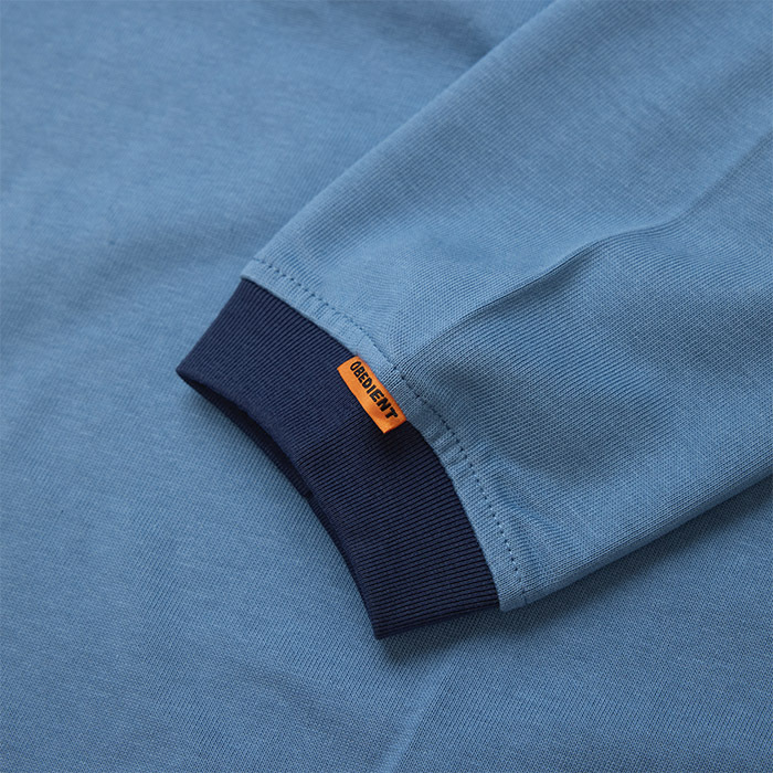 (限量色) BASIC L/S TEE WITH CONTRASTING RIBBED TRIMS - BLUE
