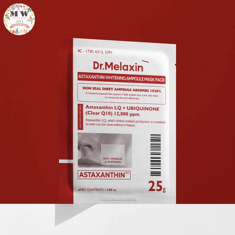 韓國 Dr. Melaxin 蝦紅素雙效淡斑美白精華面膜 1盒5片