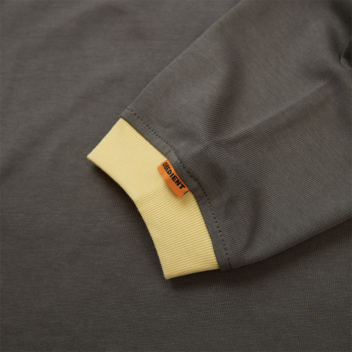 (限量色) BASIC L/S TEE WITH CONTRASTING RIBBED TRIMS - CHARCOAL GREY