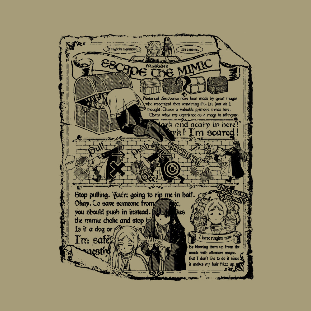 Cospa 1118 フリーレン＆フェルン ミミック脱出 Tシャツ [葬送のフリーレン] SAND KHAKI