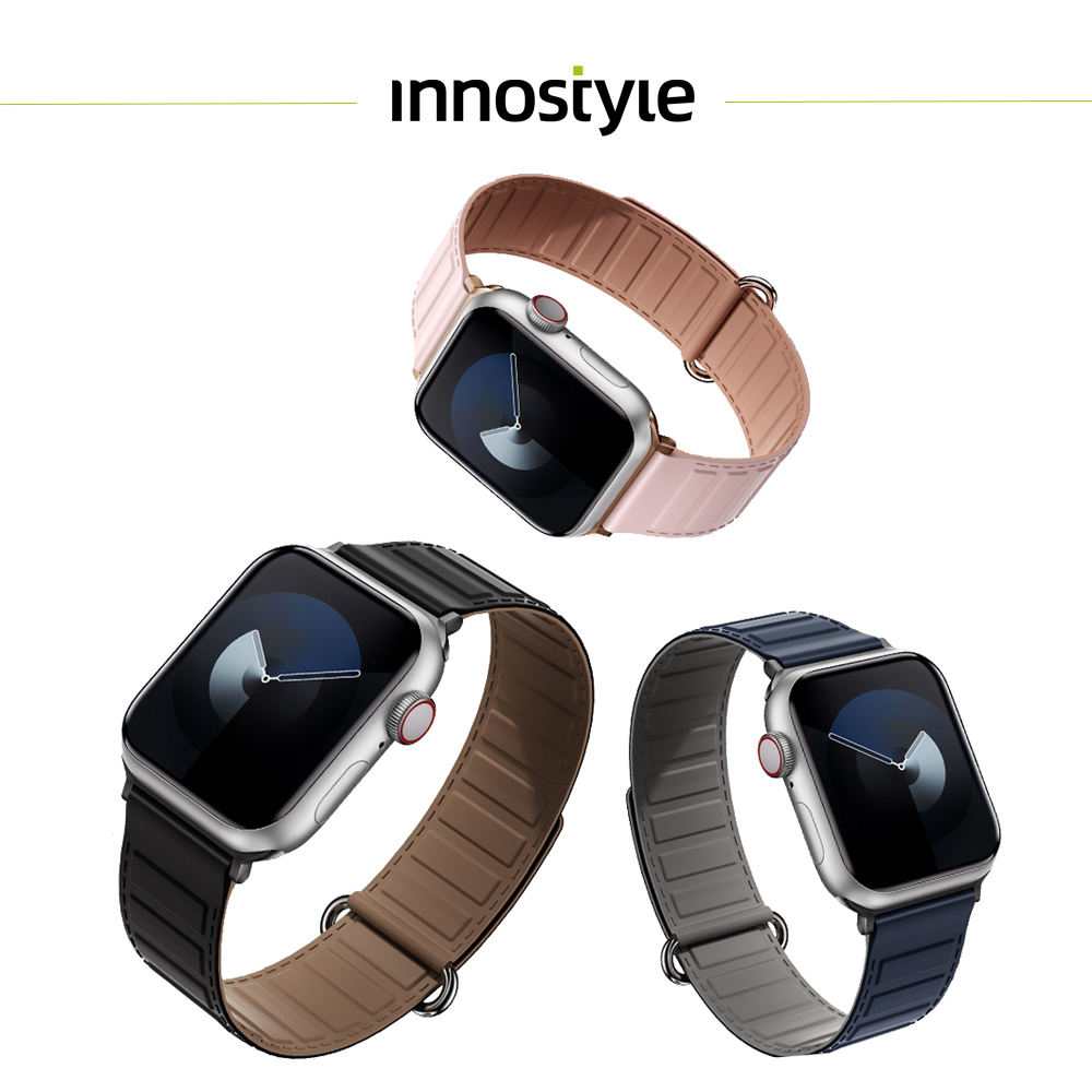 innostyle MagFlex 200系列 Apple Watch/Ultra/SE 磁吸撞色扣環矽膠錶帶 44/45/46/49mm通用