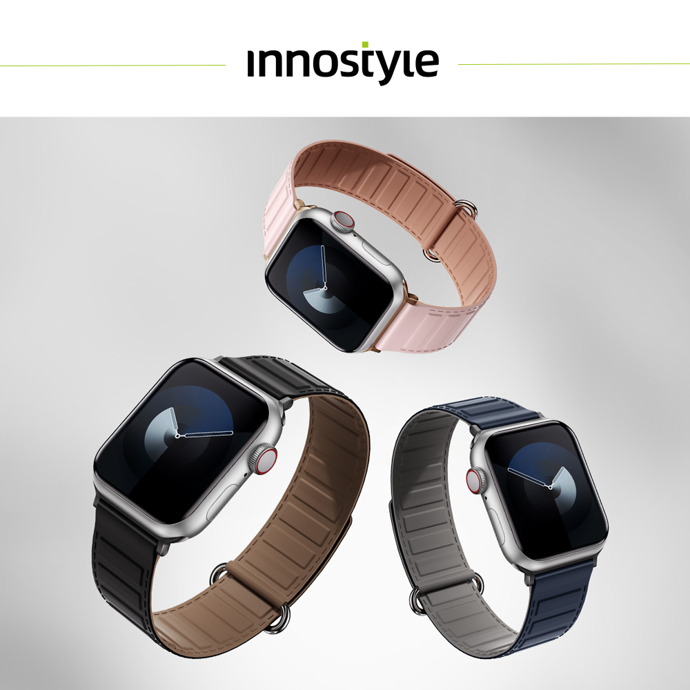 innostyle MagFlex 200系列 Apple Watch/Ultra/SE 磁吸撞色扣環矽膠錶帶 44/45/46/49mm通用