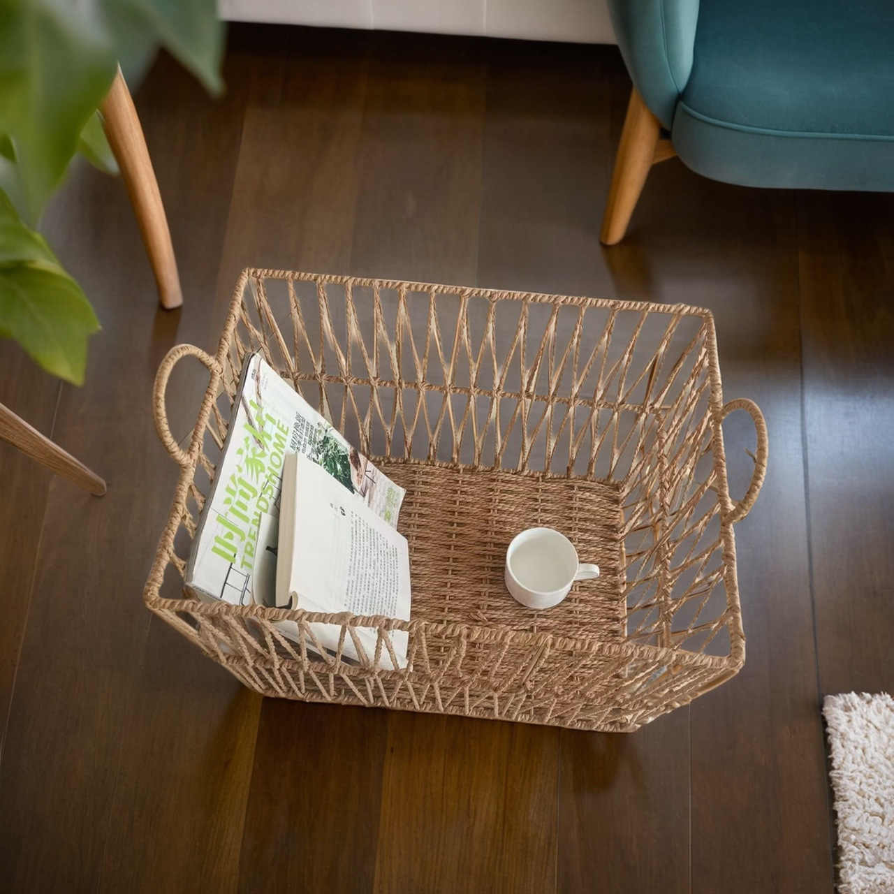 《5172》手工編織美式鄉村風紙繩收納筐