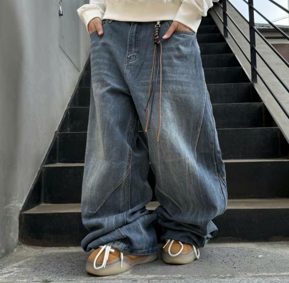 直筒 水洗 造型牛仔褲