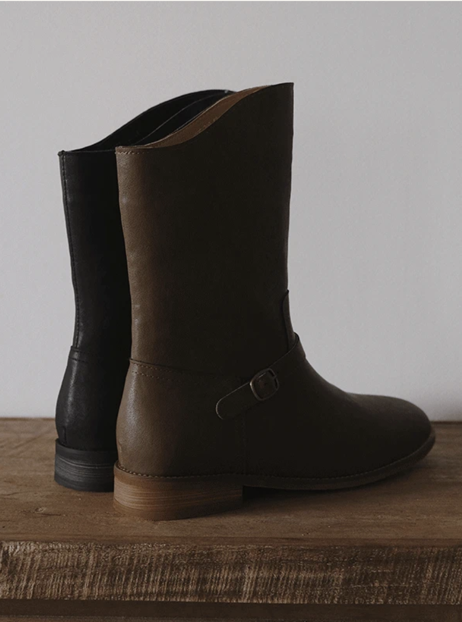 預訂｜SLOWAND #LENTO Antique Buckle Middle Boots (2 Color)