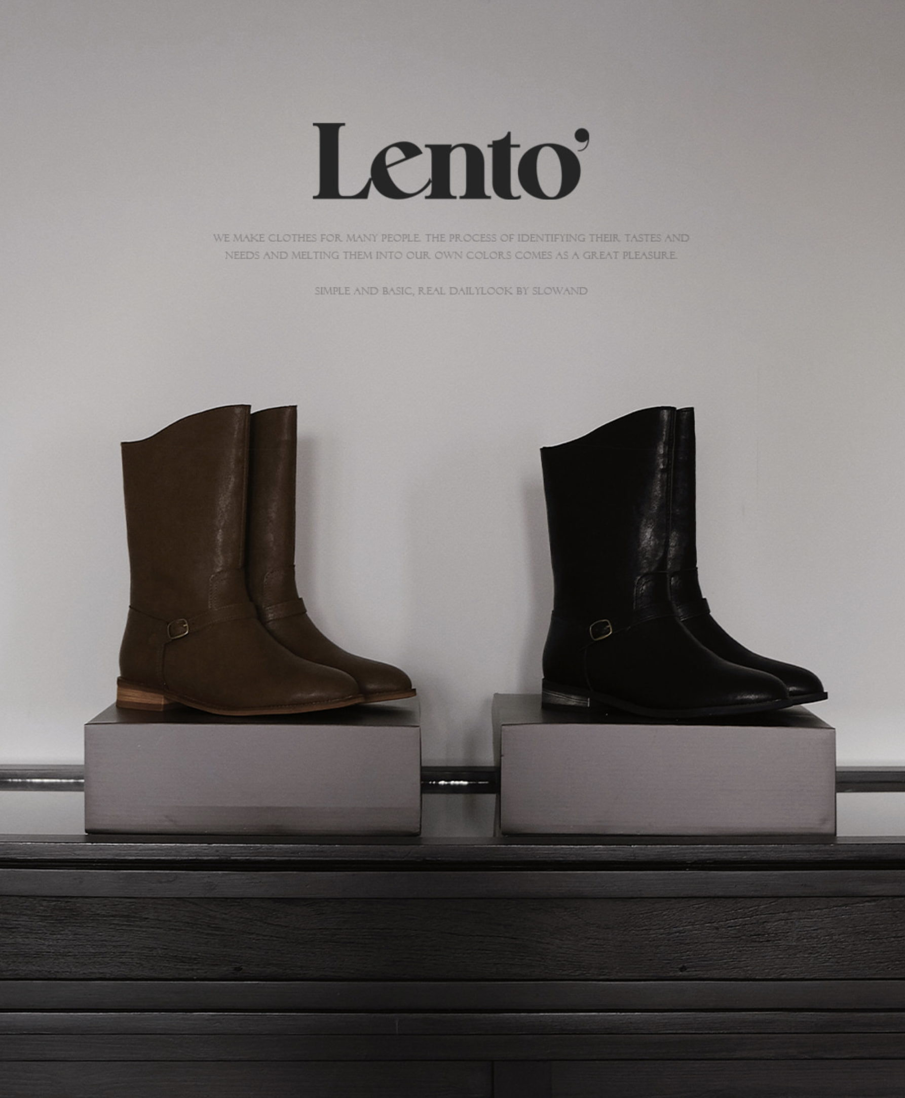 預訂｜SLOWAND #LENTO Antique Buckle Middle Boots (2 Color)