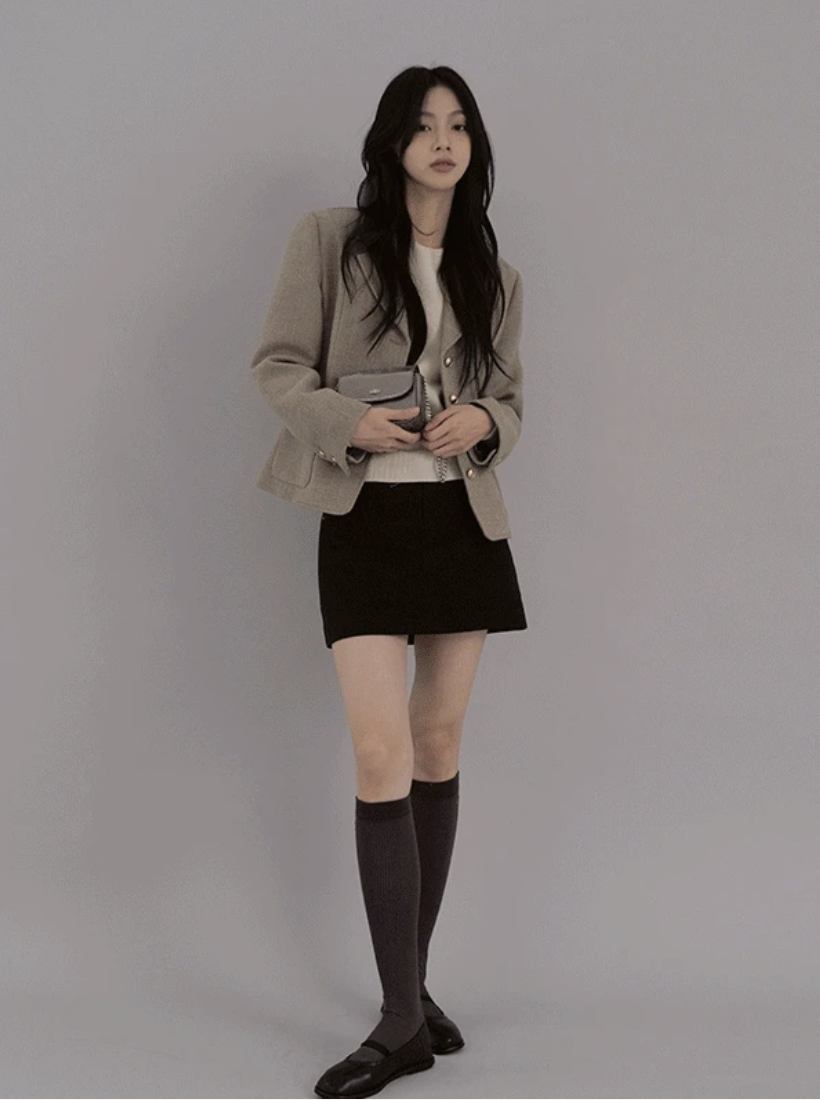 預訂｜SLOWAND #SLOWMADE Button Point Matt Tweed Jacket (2 Color)