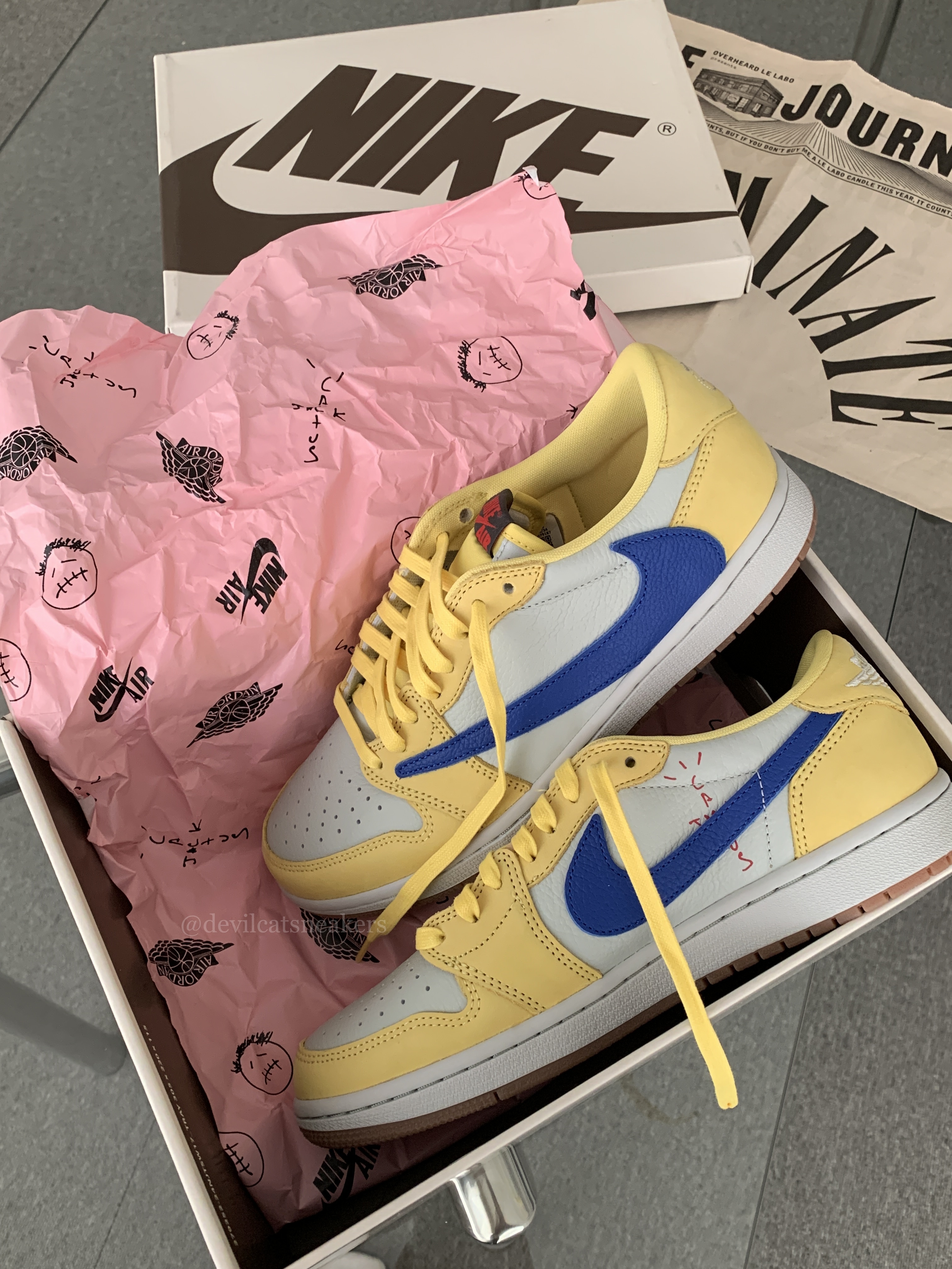 Travis Scott x Air Jordan 1 Retro Low OG SP "Canary" 倒鉤 黃藍 金絲雀