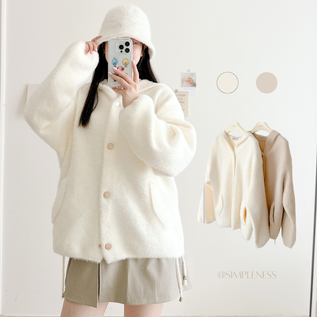 部份現貨🚚熱銷回歸❤️‍🔥小編大推😍冬日溫柔雪糕水貂毛連帽外套💕共4色