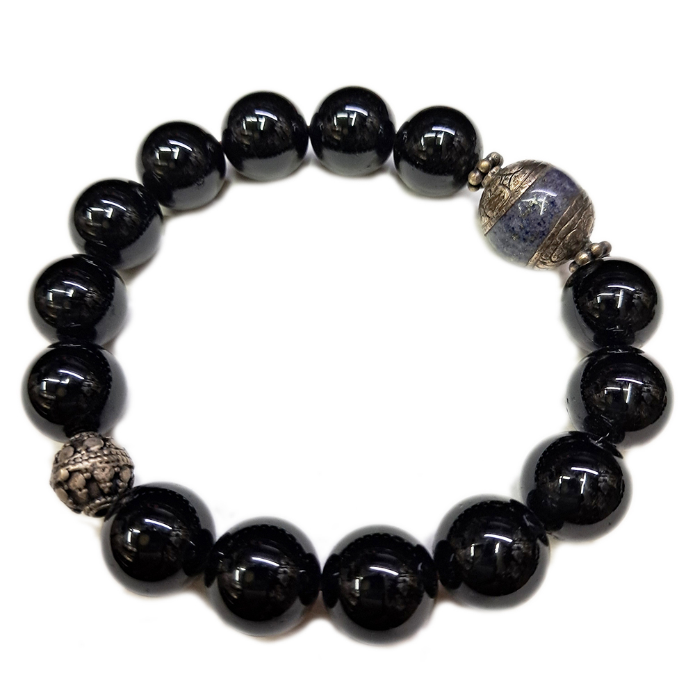 青金石+黑碧璽手珠12mm【十方】121888