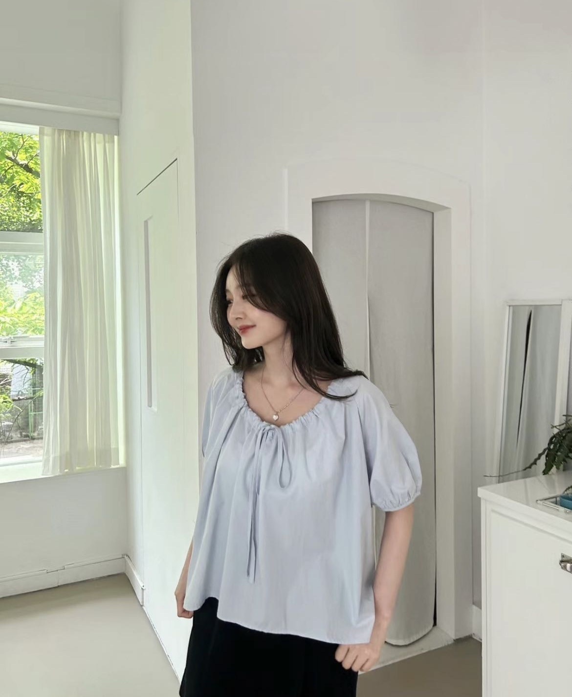 🇰🇷 甜美抽繩大圓領上衣