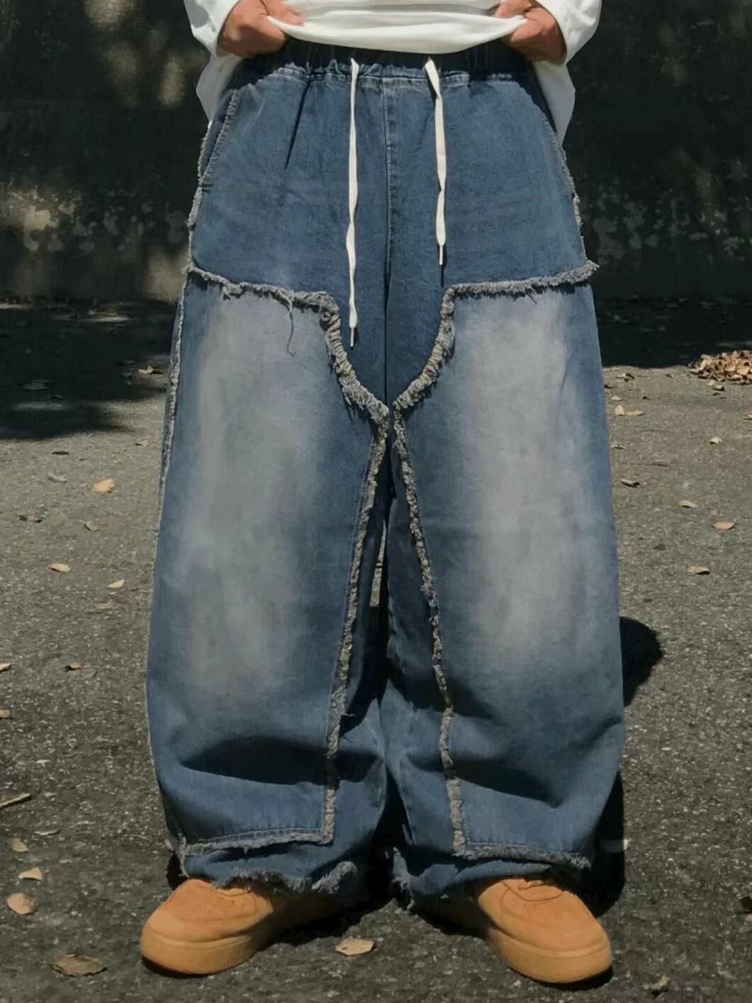 洗水流蘇鬆身牛仔褲 P3004