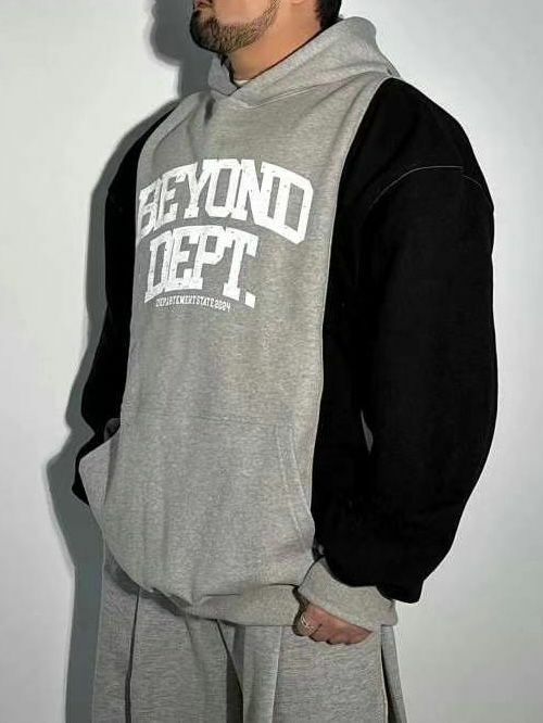 拼色英文字連帽衛衣 COVILL-082T