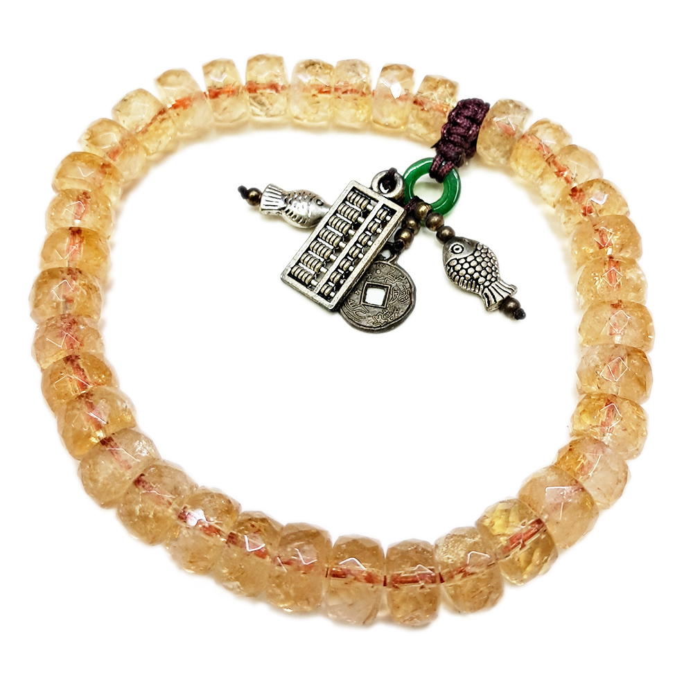 金吉祥{琺瑯}&黃晶{晶鑽}手鍊8*5mm【十方】131902