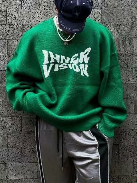 OverSize圓領英文字針織衫 COVILL-057T