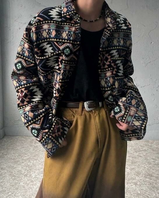 民族花長袖恤衫外套 Crunky_youth-061JK