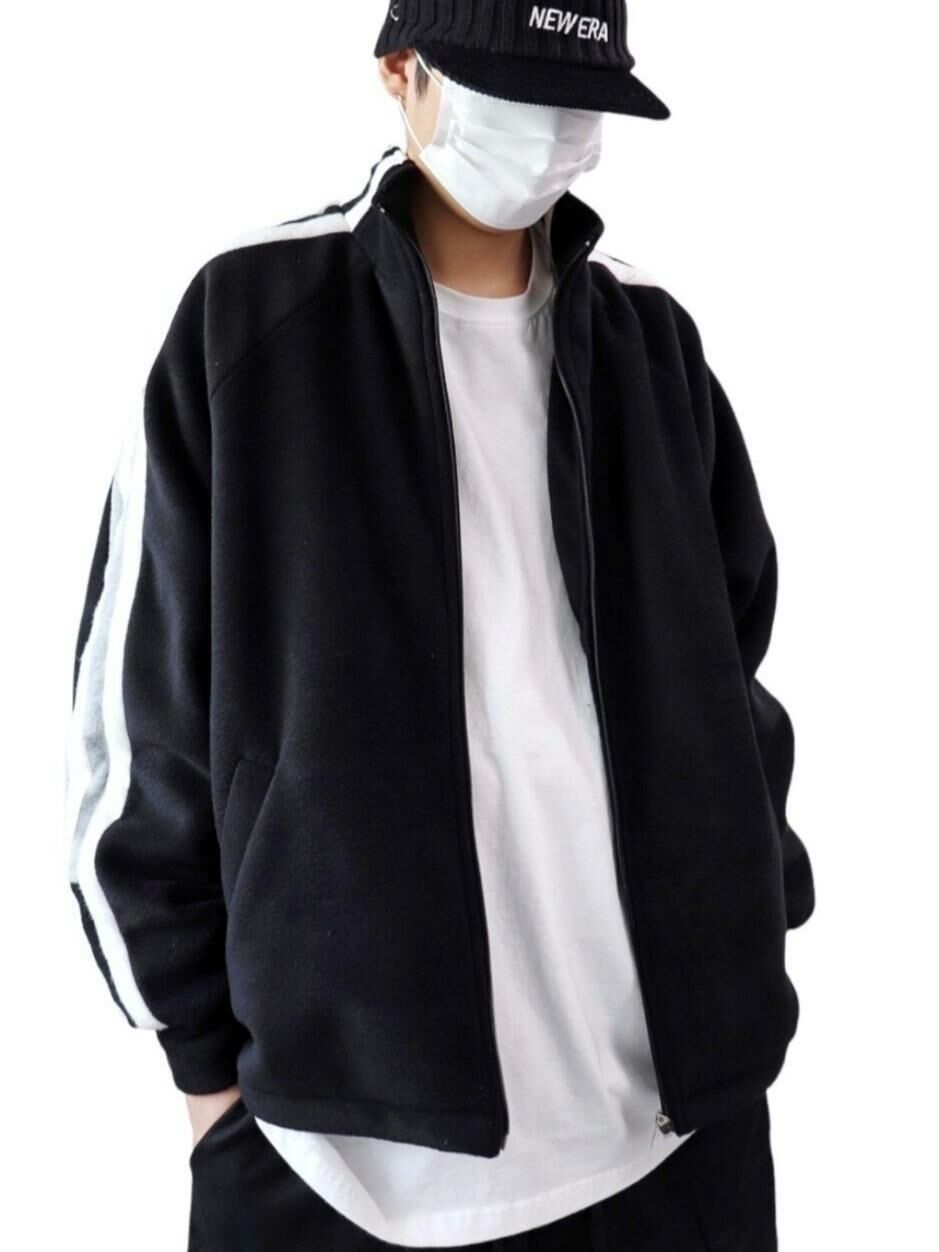 企領拼間拉鍊毛毛褸(薄夾棉) JK2217