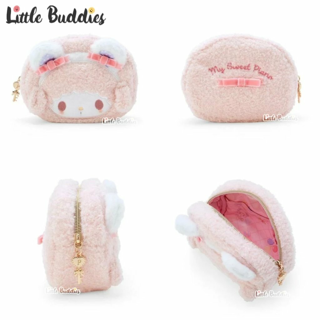 日本 Sanrio 毛毛大頭款拉鏈袋 - My Sweet Piano 生日熊仔頭箍設計系列