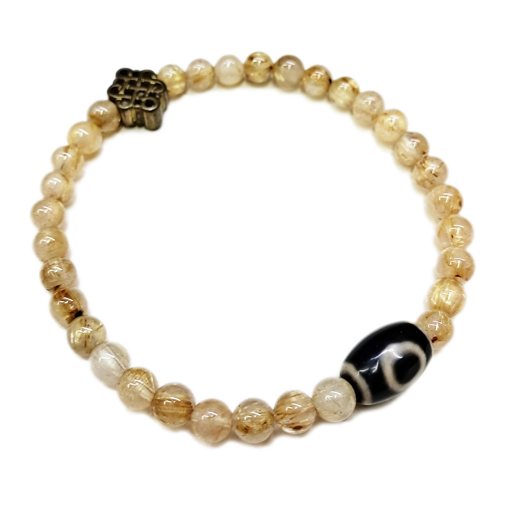 天地眼天珠&金吉祥&鈦晶手珠5mm【十方】130175