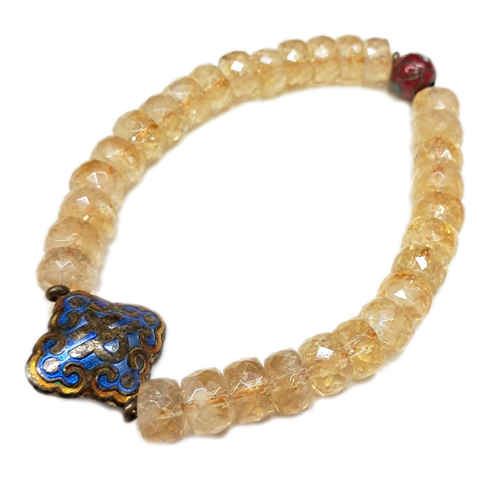 金吉祥{琺瑯}&黃晶{晶鑽}手鍊8*5mm【十方】128387