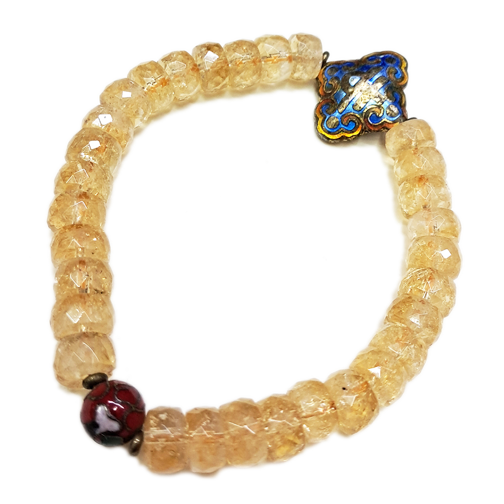 金吉祥{琺瑯}&黃晶{晶鑽}手鍊8*5mm【十方】128387