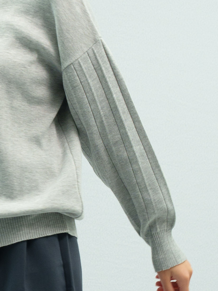 百褶設計長袖針織毛衣