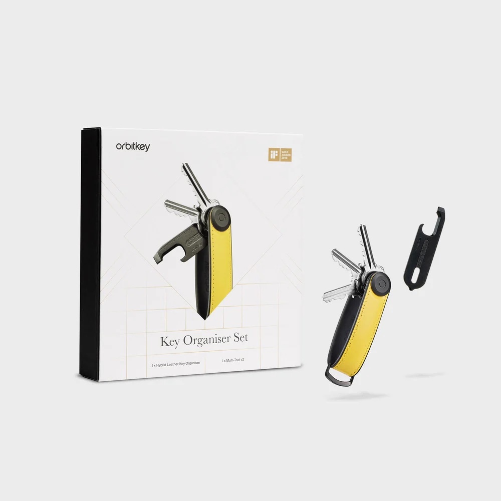 Orbitkey | Key Organizer Set - Hybird Leather Solar Yellow + Multi-tool V2