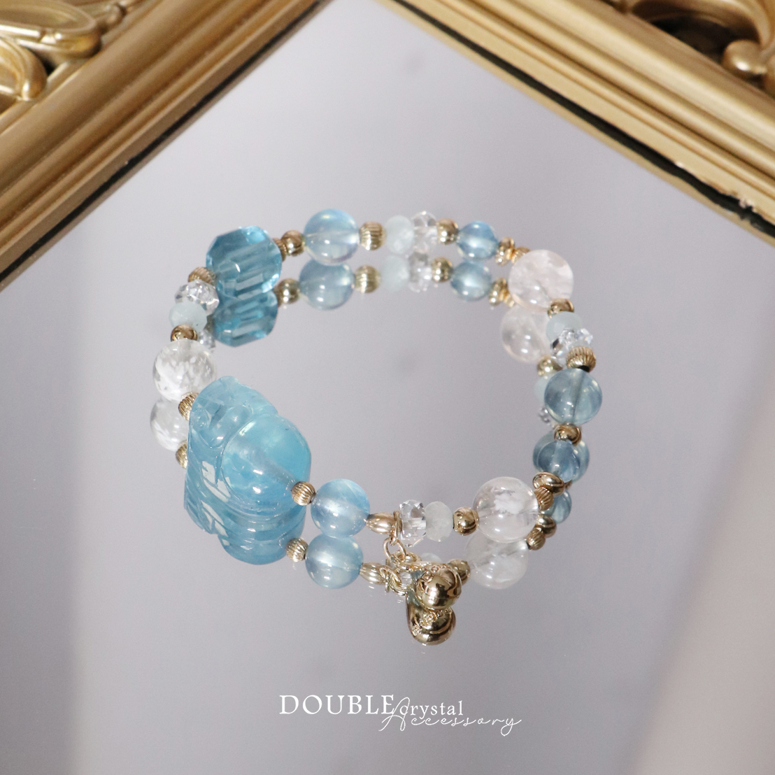 ＜貔貅款＞海的指引：海藍寶．托帕石．雪花幽靈