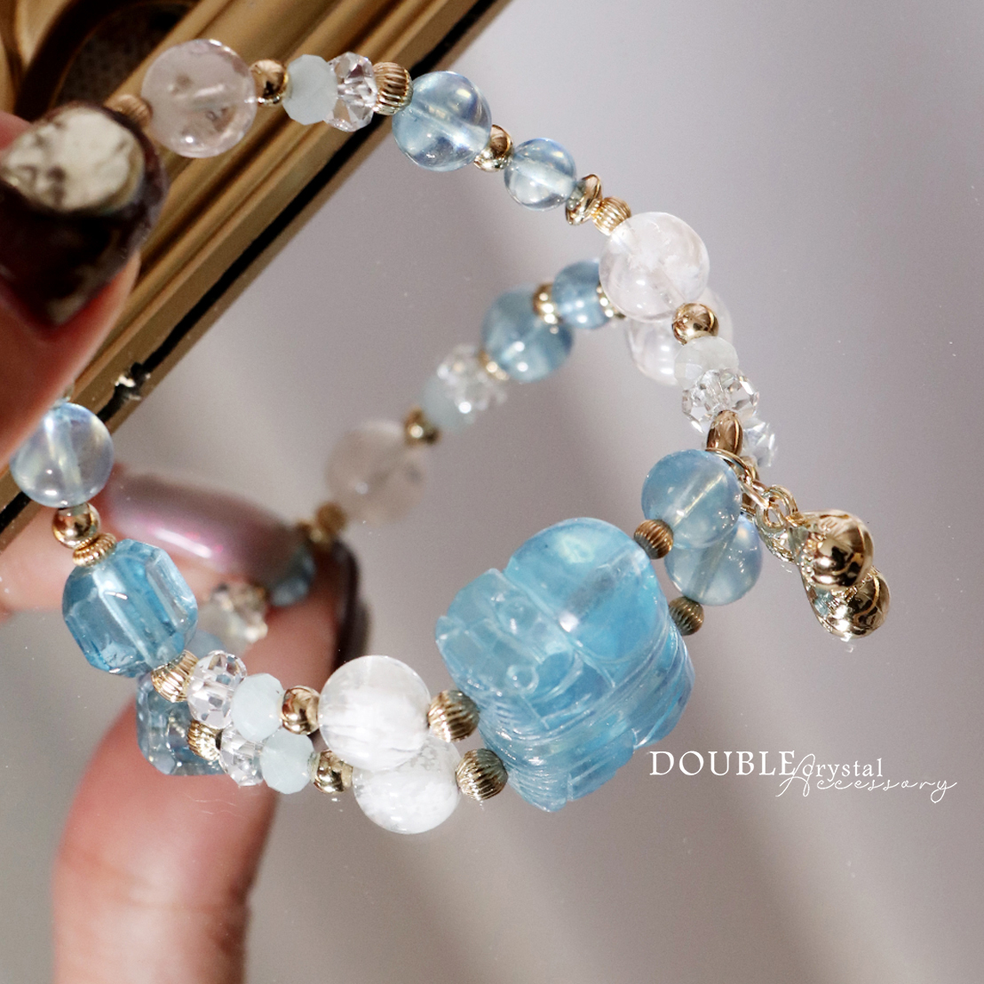 ＜貔貅款＞海的指引：海藍寶．托帕石．雪花幽靈