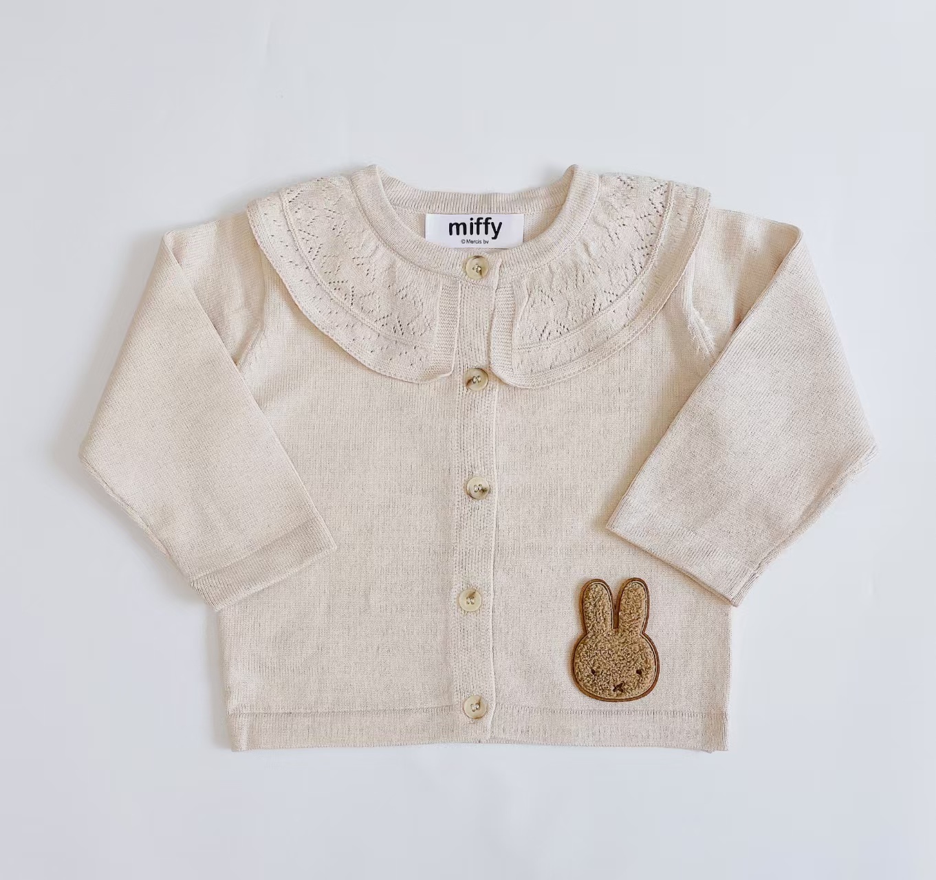 🐰𝐌𝐢𝐟𝐟𝐲 娃娃領布貼針織外套