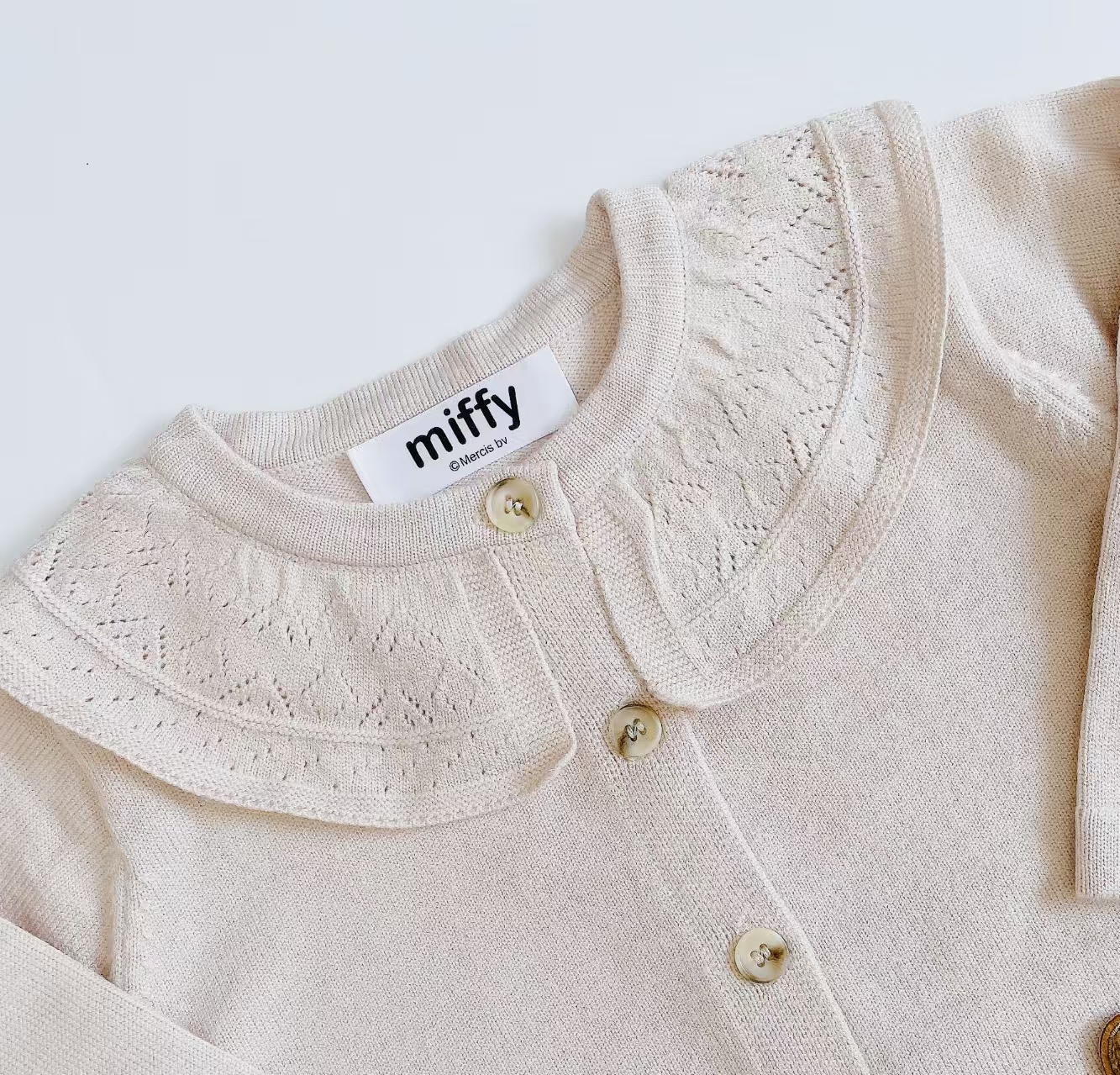 🐰𝐌𝐢𝐟𝐟𝐲 娃娃領布貼針織外套