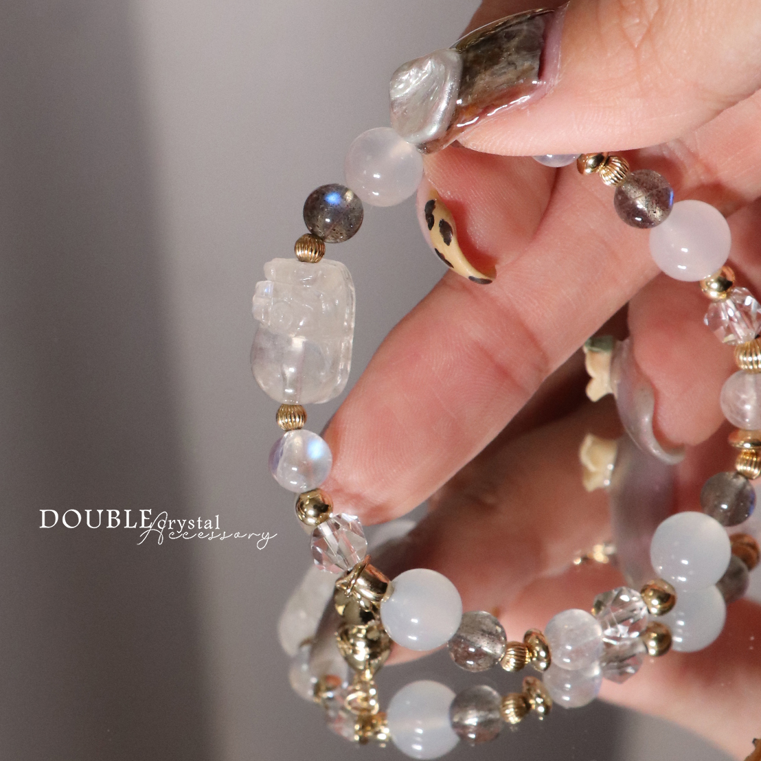 ＜貔貅款＞月的指引：月光石．拉長石．藍玉髓