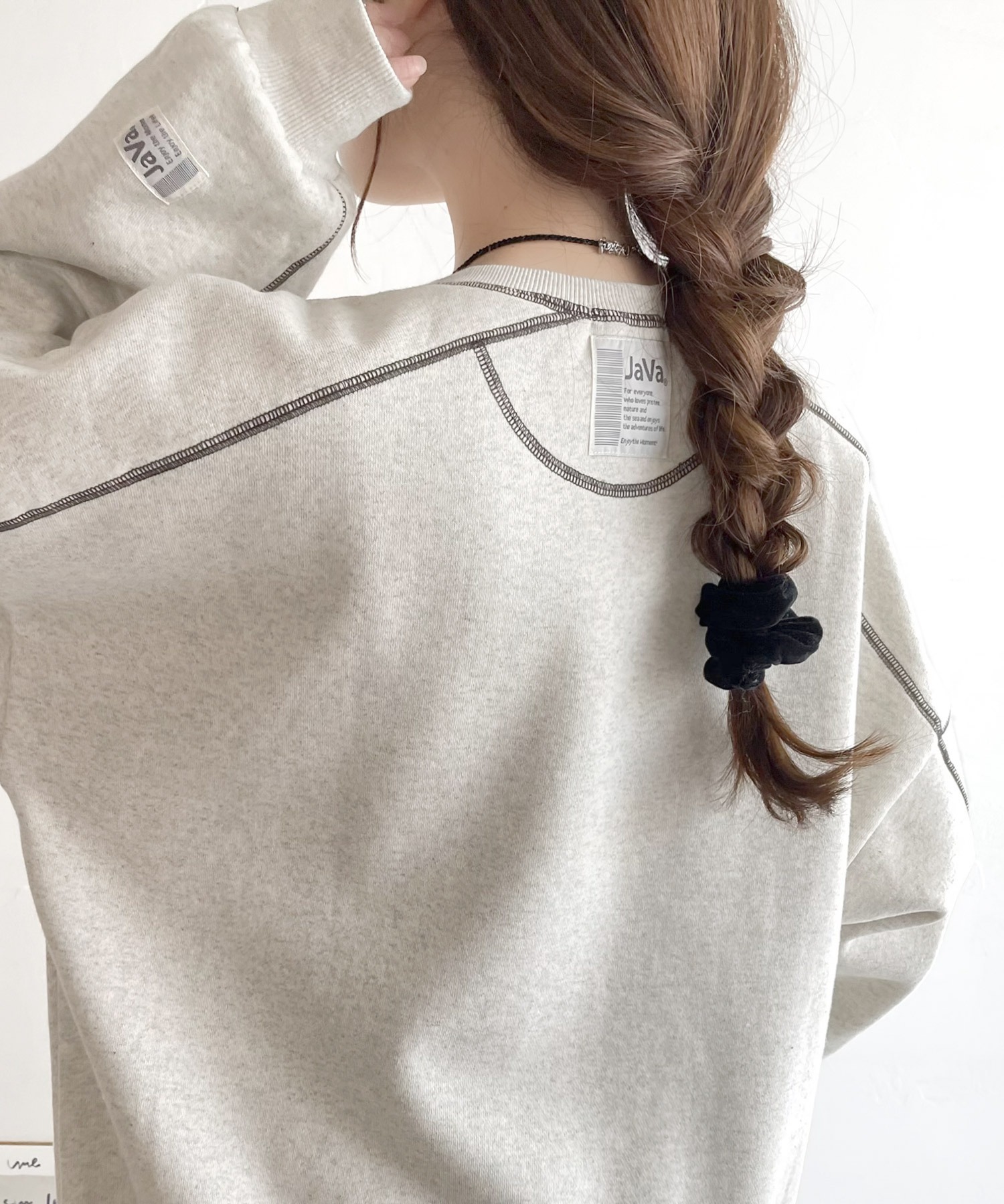🇯🇵 日系品牌 JAVA 外縫線 拼接 拉絨 大學T 長袖 灰 綠 黑 藍 情侶衣 秋冬 / 現貨✨